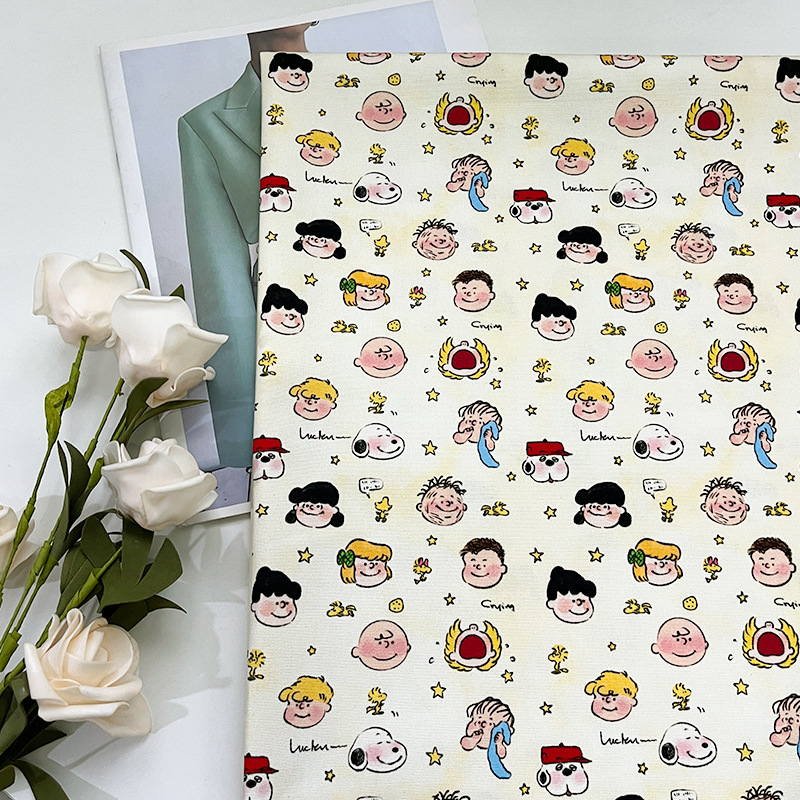 Cotton Canvas 1.5m Width Cartoon Character Avatar Bag Jacket Vest Handmade DIY Fabric