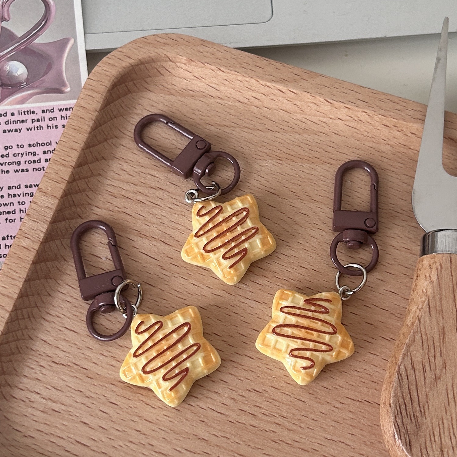Cafe I11 Syrup Star Biscuit Keychain Cute Cartoon Simulation Food Play Bag Pendant Couple's Best Friend Gift