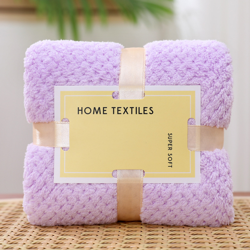 Picture of Wedding gift coral fleece absorbent towel 35*75 tie card wine red joy square towel hand gift