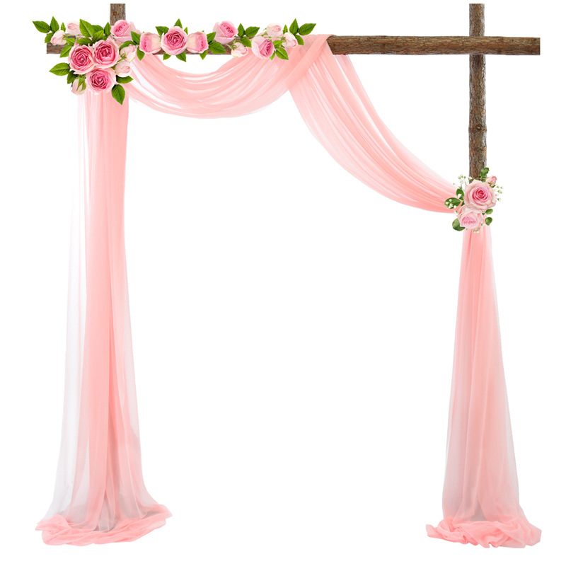 Picture of Cross-Border Popular Wedding Forest Lawn Outdoor Arch Decoration Wedding Arrangement Curtain Pearl Chiffon Gauze Curtain