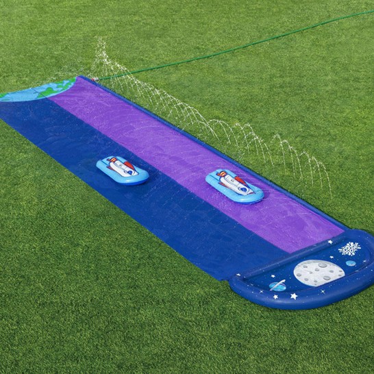 Picture of Bestway52328 three-person water slide children's water park play water spray mat lawn double water slide