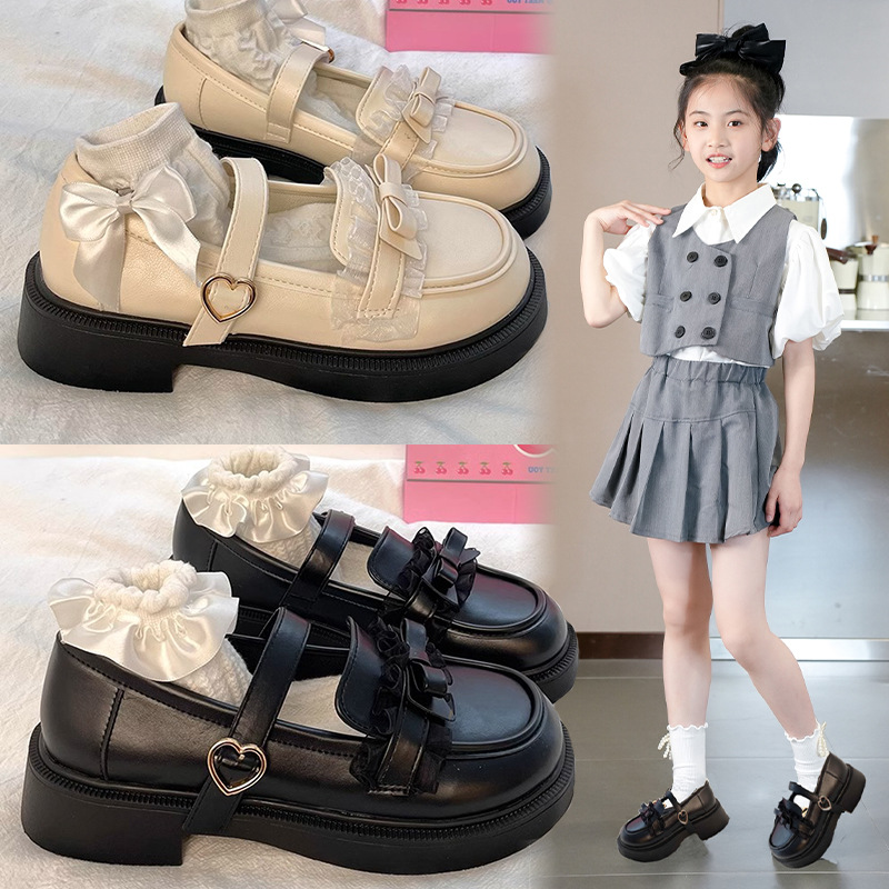 Girls' Leather Shoes 2025 Spring and Summer New Dance Soft Sole Fashion Easiest for Match Breathable Non-Slip Little Girls Princess Single Shoes