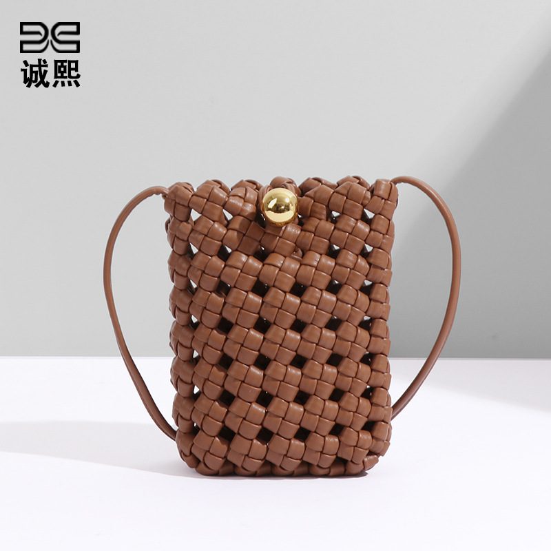 Wholesale 2025 New Windmill Knot Woven Vertical Crossbody Mobile Phone Bag Simple Mini Niche Design Shoulder Bag for Women