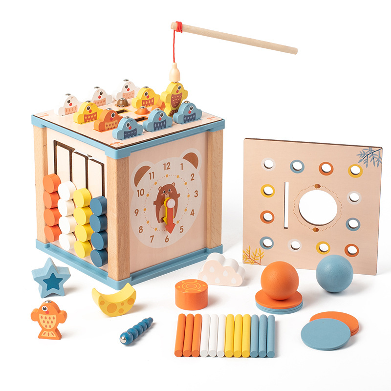 Picture of Wooden 1-3 Years Old Multifunctional Beaded Clock Beaded Building Blocks Treasure Boxes for Boys and Girls One Year Old Intellectual Toys