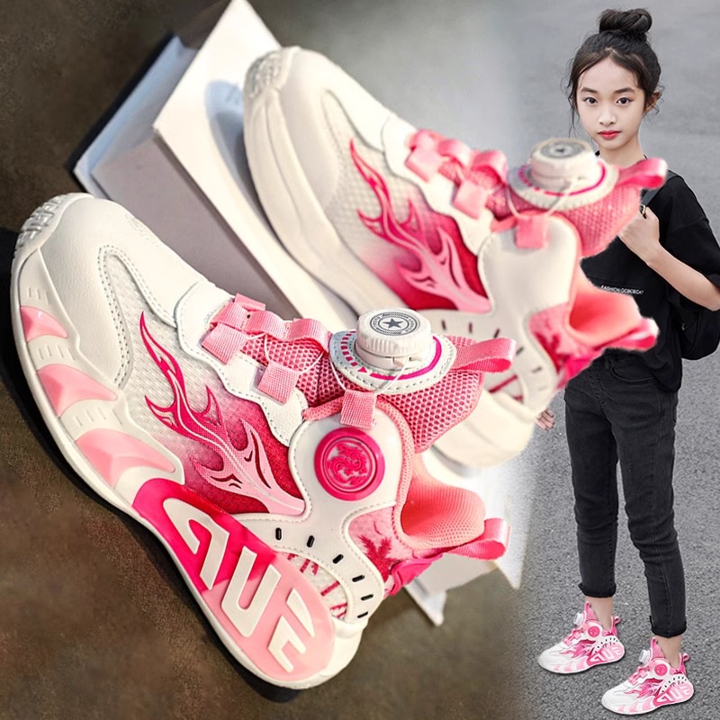 Children's Shoes for Girls 2025 Autumn and Winter New Kidsren's Running Basketball Shoes for Middle and Large Kidsren Autumn Soft-Soled Sports Shoes for Girls