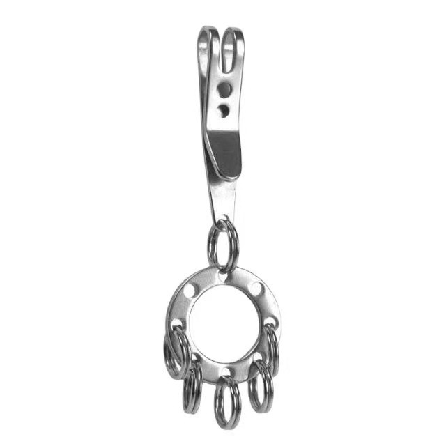 Picture of Fox Small size stainless steel 8-word buckle with lock anti-theft S buckle key chain travel bag buckle