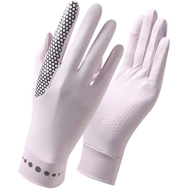 Sunscreen Gloves Women's Thin Ice Silk Cool Sense Women's Men's Outdoor Sports Elastic Fishing UV Protection Non-slip Breathable