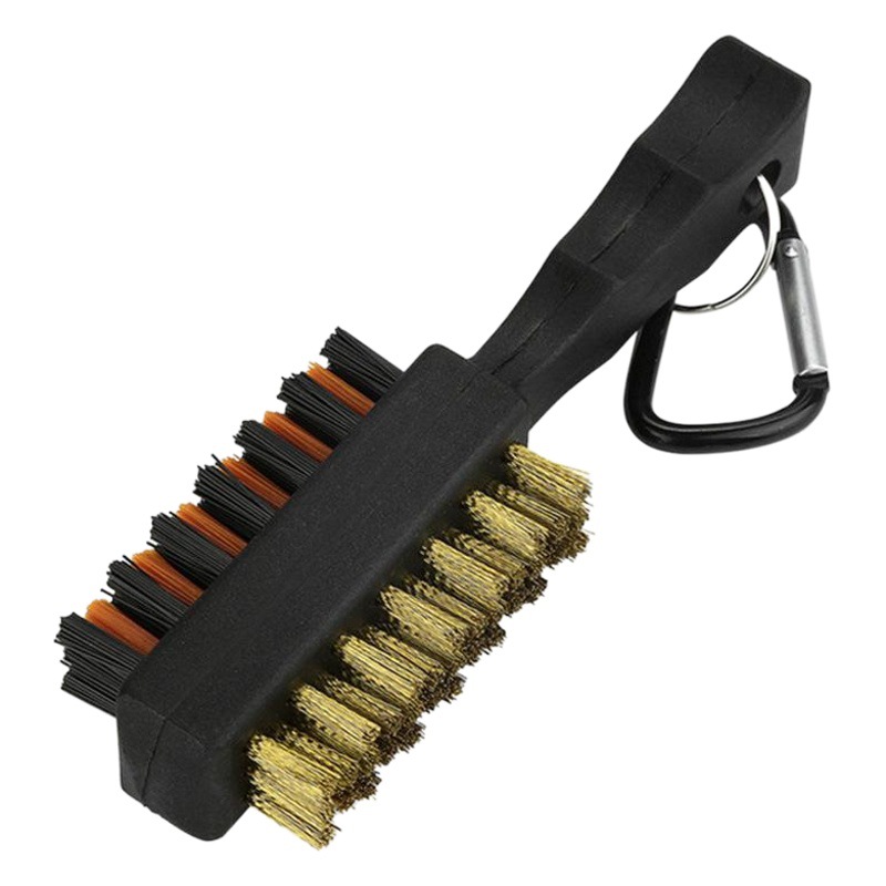 Golf Club Cleaning Brush Short Double-Sided Brush with Carabiner Cleaning Tool Club Head Groove Care Accessories