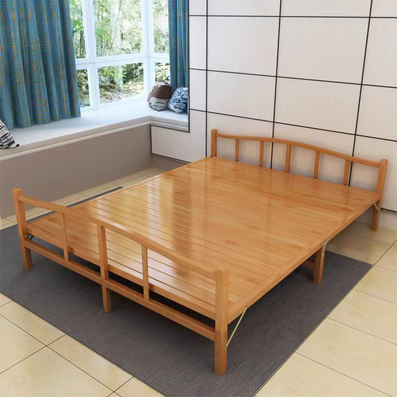 Wooden bed house, bamboo bed, folding bed, lunch break hard board rental, double cool bed, adult bamboo board for single person, simple