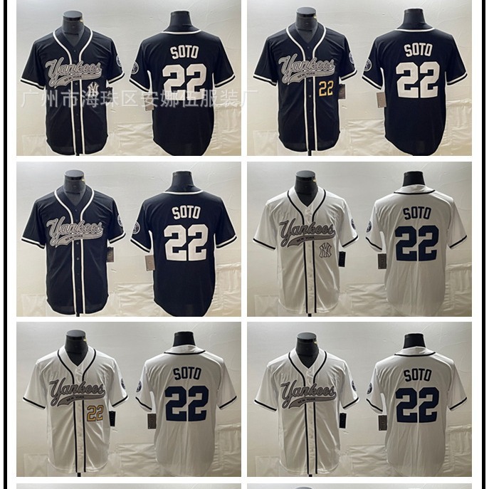 2024 Yankees Yankees Men's Joint Baseball Suit No.22 SOTO Embroidered Jersey Elite Fam Edition