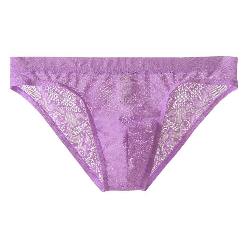 Jun also men's lace transparent underwear low waist sexy Ice Silk breathable briefs Tide men's youth shorts wholesale