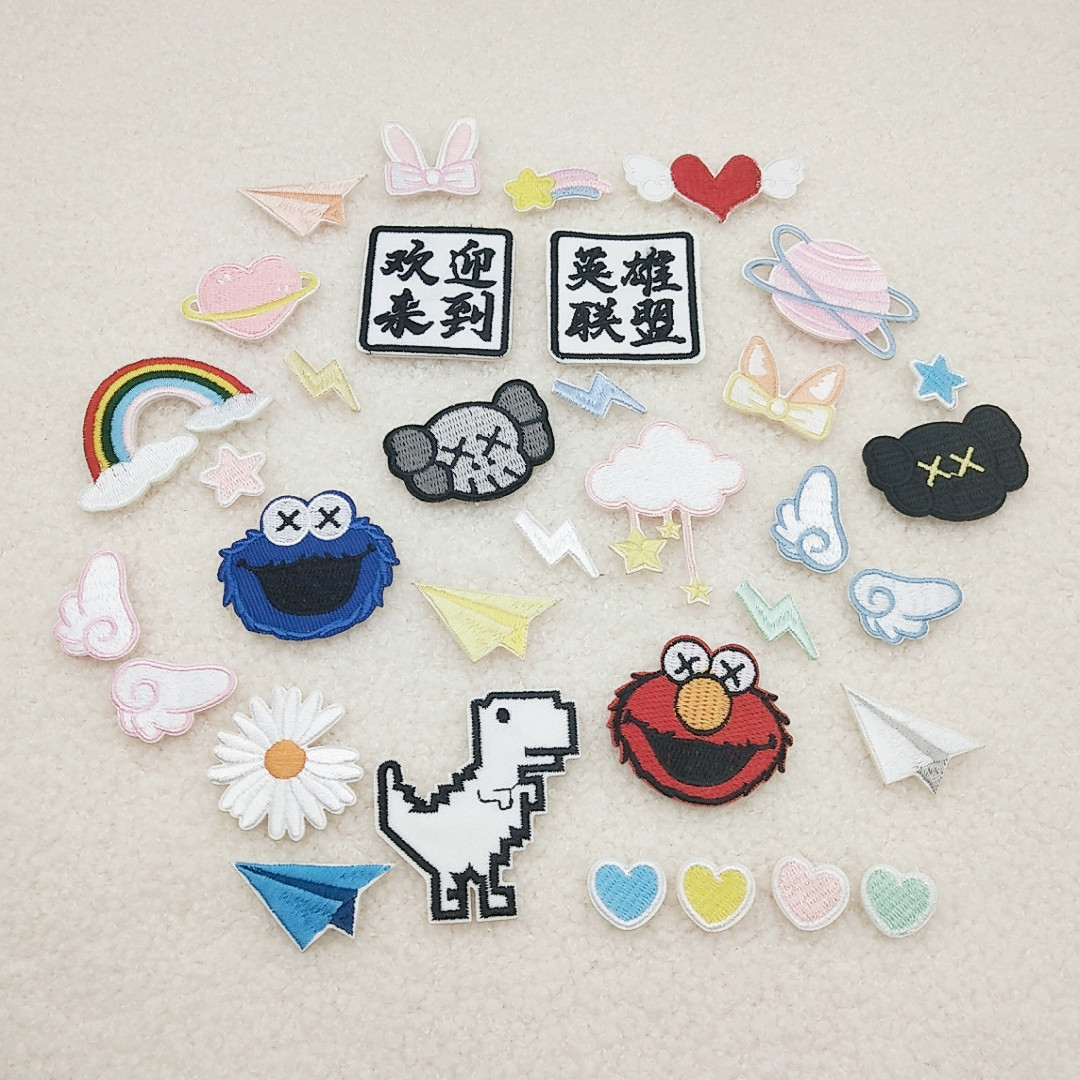 in stock Computer Embroidered Embroidered Cloth Sticker Velcro Chapter Wings Cartoon Embroidered Rainbow Shoes Decorative Applique