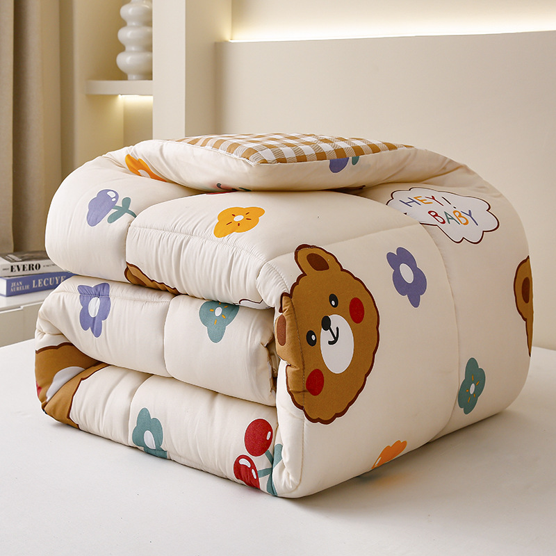 Picture of Factory wholesale thick warm winter quilt single student dormitory quilt double core bedding four seasons feather silk quilt