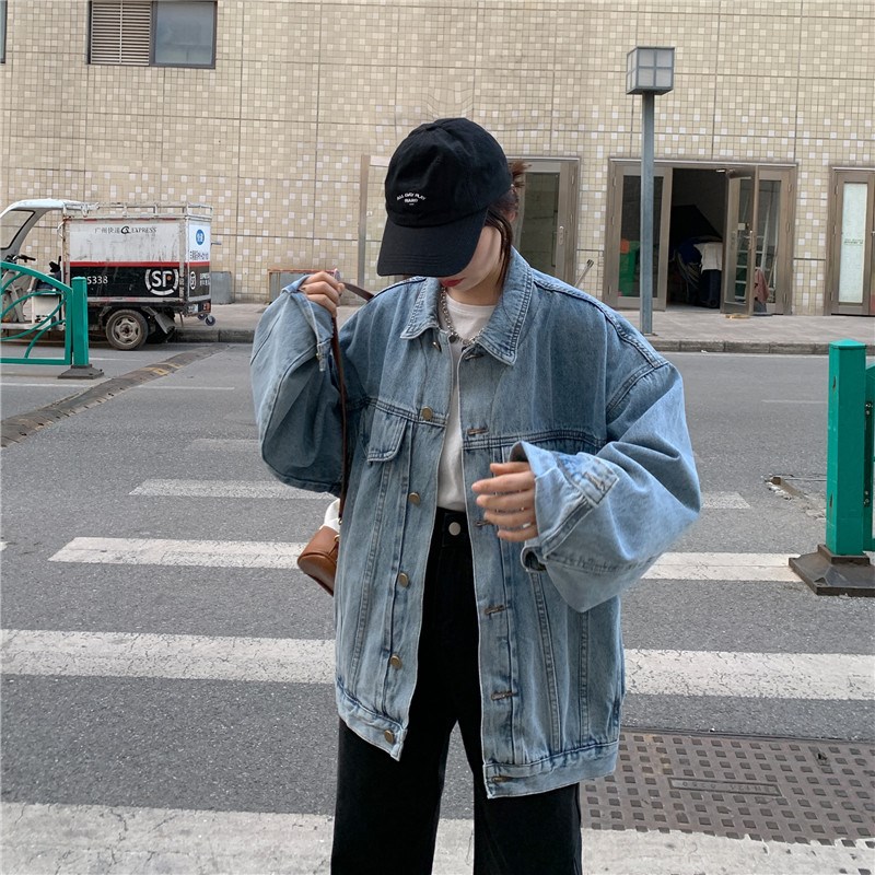 Picture of Denim Crock Coat Women's Spring and Autumn New Arrival Fashionable All-Match Long-Sleeved Top Korean Style Loose Slimming Jacket Trendy