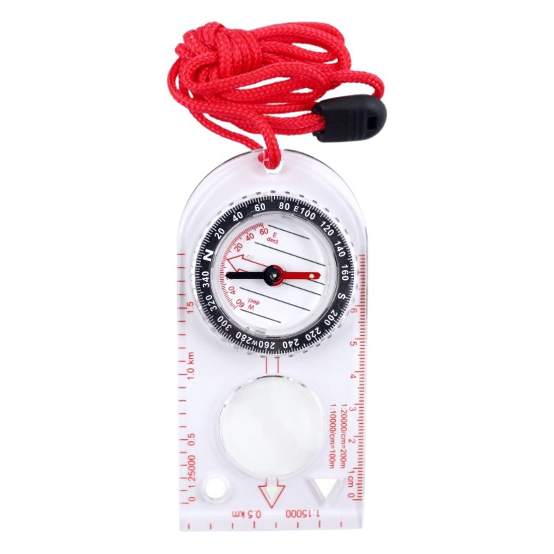 Outdoor travel hiking climbing compass scale North pointer acrylic North pointer map with lanyard