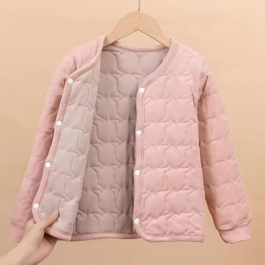 Picture of Children's inner liner cotton-padded jacket for boys and girls wear cotton-padded jacket for middle and large children's school uniform artifact baby silk warm cotton-padded jacket