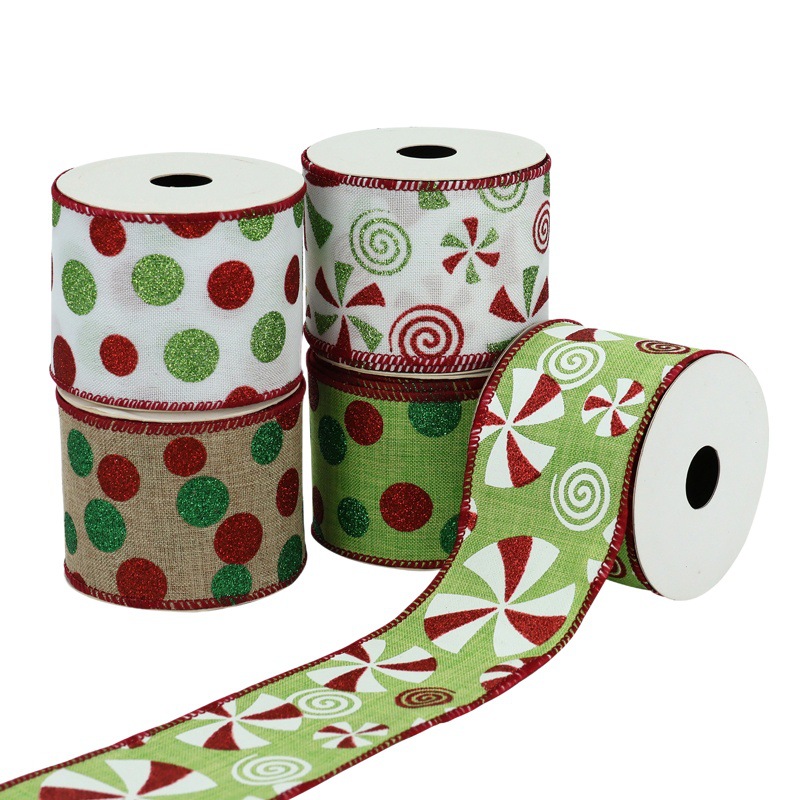 In stock wholesale Christmas ribbon plaid ribbon DIY bow packaging gift gift binding Christmas decoration