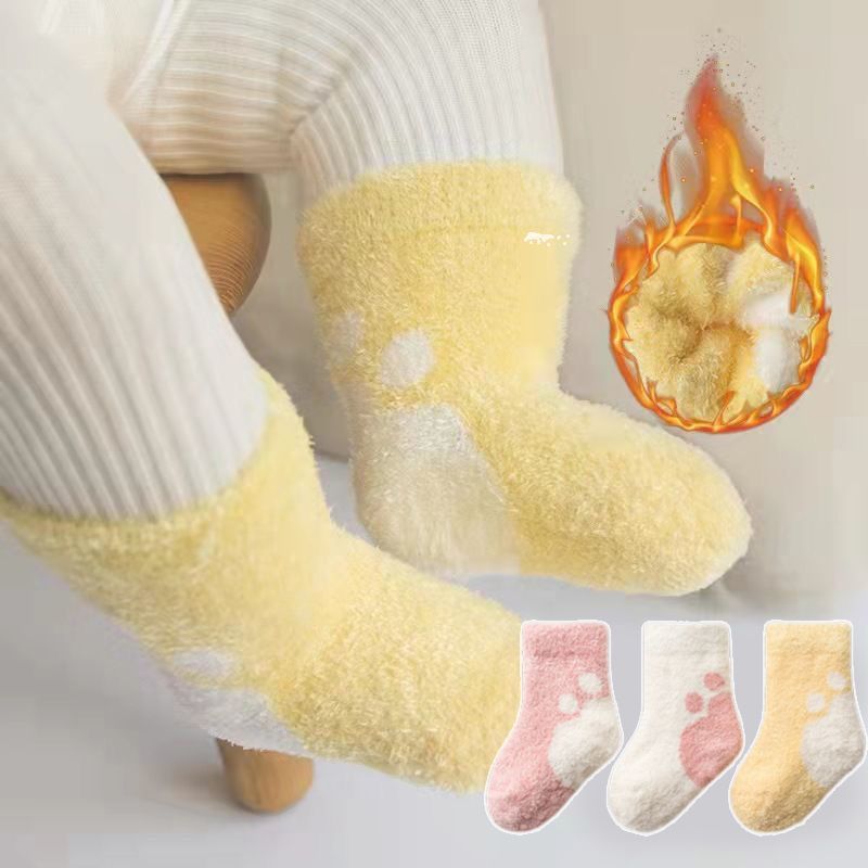 Picture of Autumn and winter baby socks fleece-lined thickened 0-3 years old newborn terry socks thickened children's warm tube socks