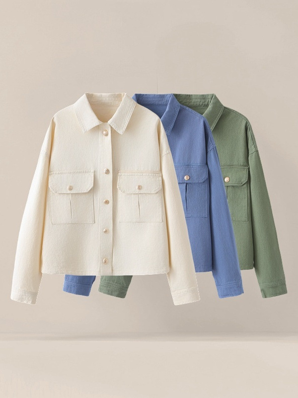 Picture of ZA cross-border wholesale 2025 new spring European and American style women's simple all-match washed lapel jacket coat top