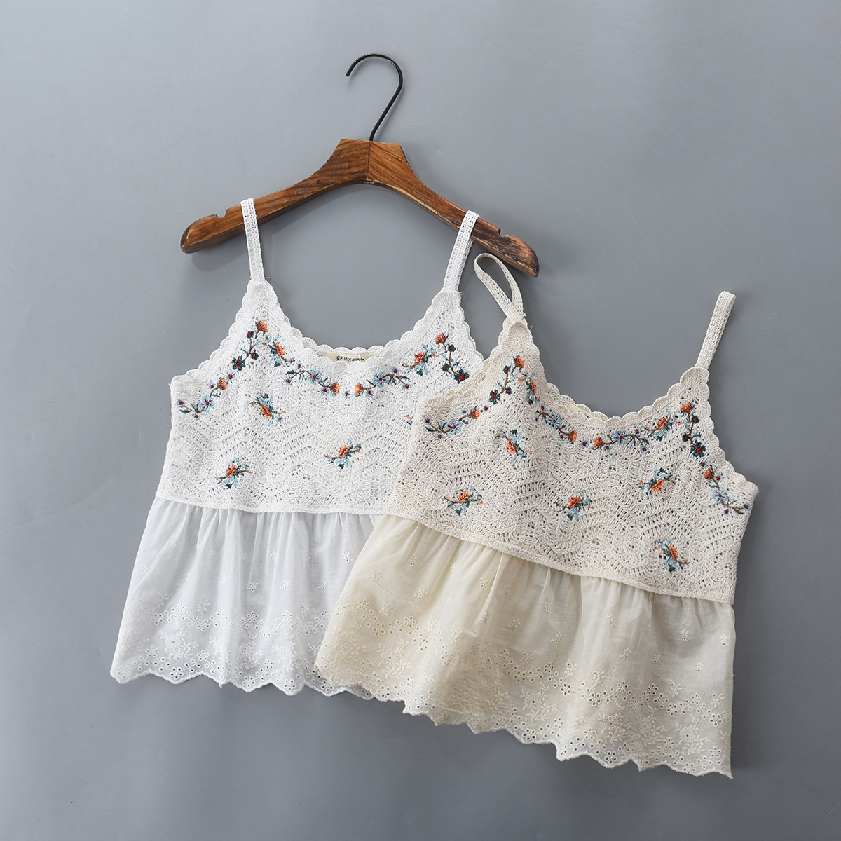 Embroidered Vintage Camisole Women's Hong Kong Style Loose Slimming Design Seaside Vacation Style Sleeveless Top