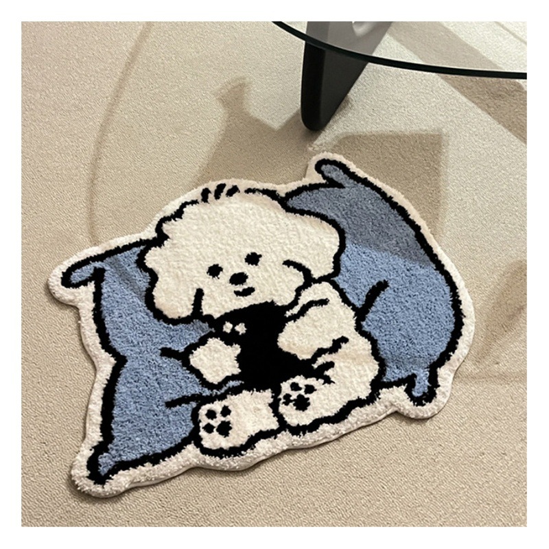 Cartoon creative bedroom bedside blanket home girl's room absorbent non-slip blanket cute dog study flocking carpet