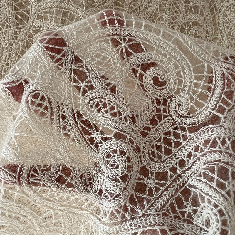 Floral Mesh Cotton Embroidered Lace Mesh Lace dress Wedding Dress Embroidered Cloth Full Fabric Wholesale