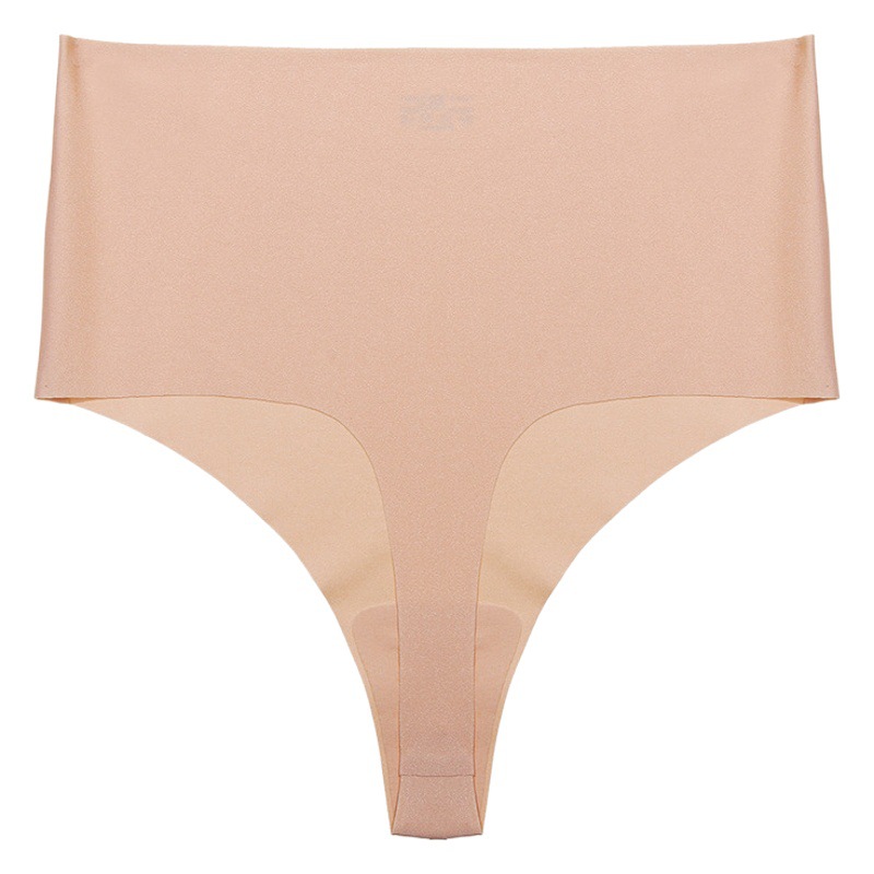 Cross-border high waist thong soft ice silk seamless underwear women's breathable pearl fabric sexy comfortable sports T pants