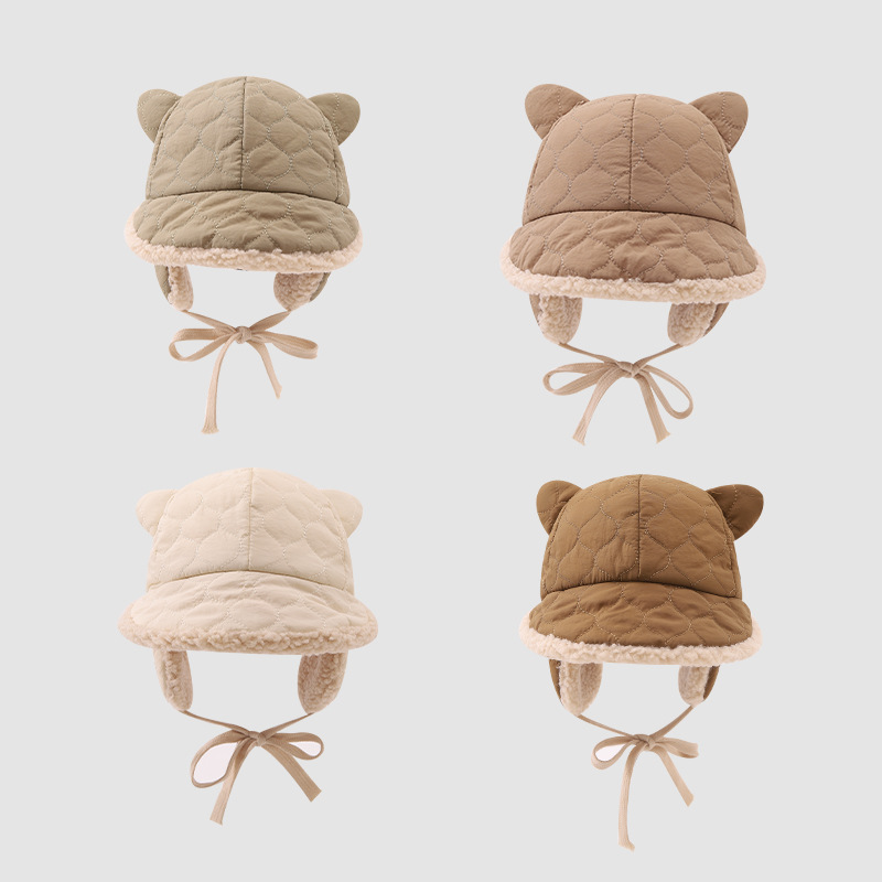 Ear Hat Cute Baby Hat Solid Color Simple Ear Casual Style Children's Design Sense Korean Style Cute Cartoon
