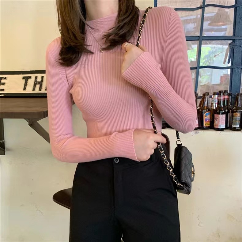 Picture of Bottoming Shirt Women's Autumn Wear 2023 New Half Turtleneck Sweater Knitted Shirt Tight Long Sleeve Spring Top