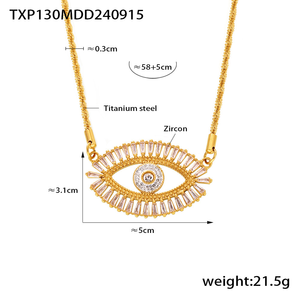 Picture of European and American Cross-border New Devil's Eye Micro-inlaid Zircon Bracelet Necklace Earrings Creative Design Titanium Steel suit Jewelry