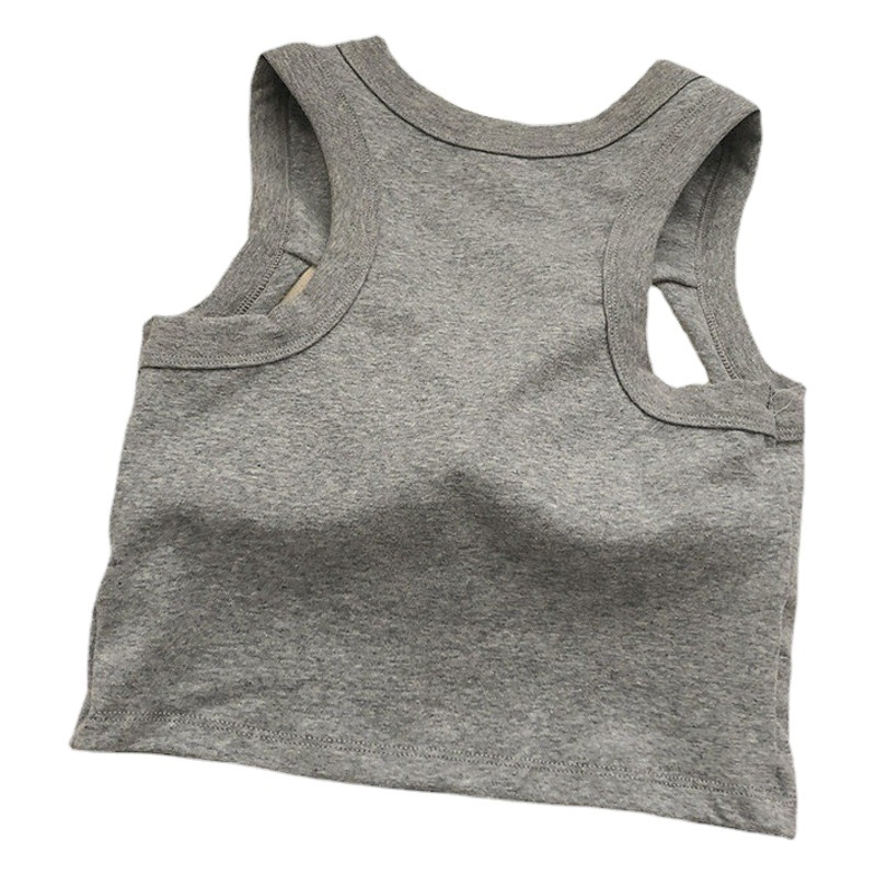 Seamless vest girls' summer Korean-style slim-fit solid color top without steel ring with chest pad short sleeveless camisole