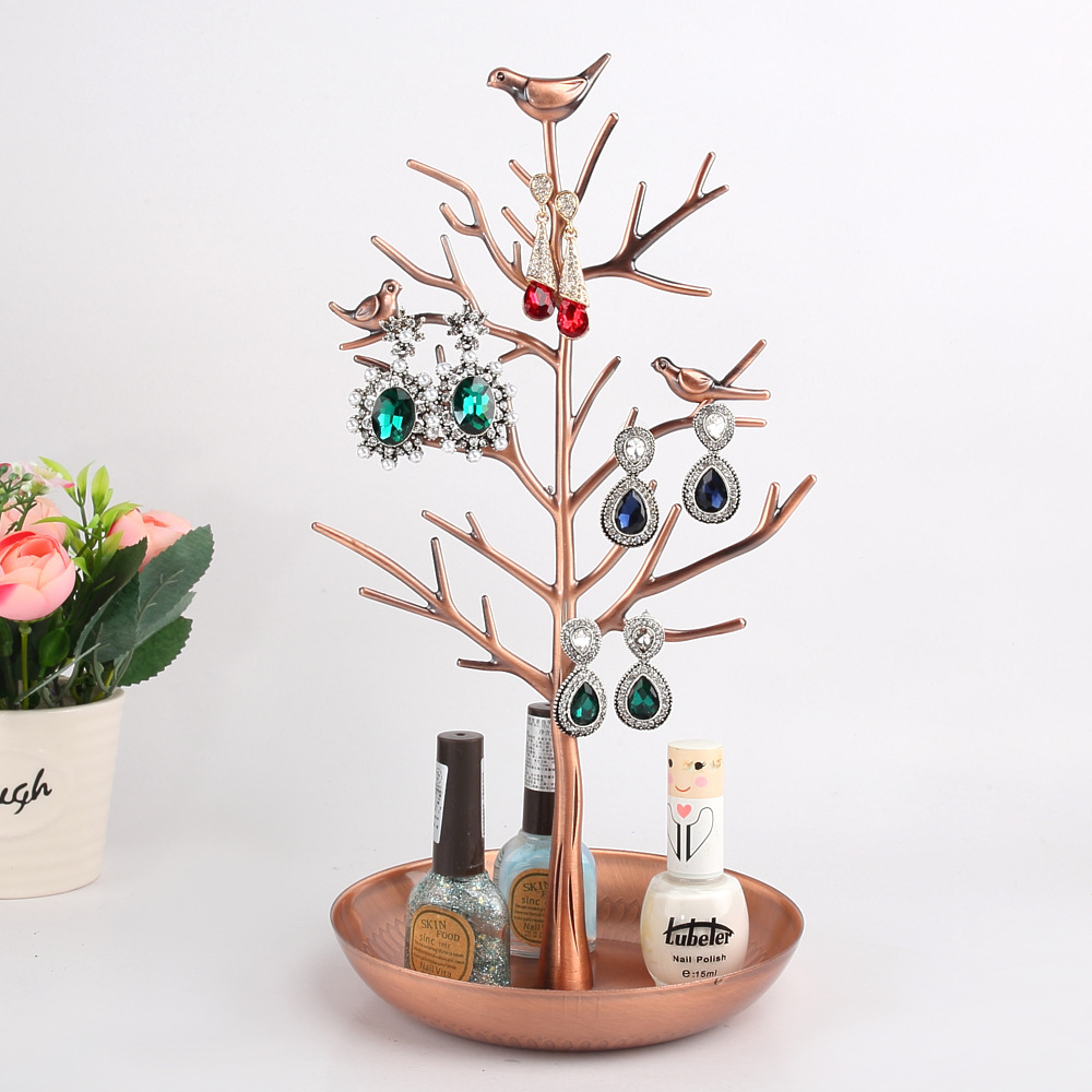 Picture of Danyuan Creative Alloy Bird Money Tree Jewelry Stand Jewelry Stand Earrings Ornament Storage Display Jewelry Props