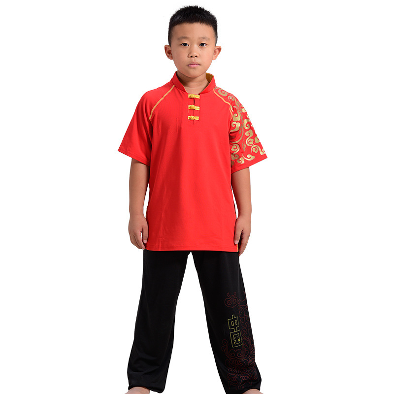 Picture of New Autumn and Winter Long Short-sleeved Crewneck High-elastic Sweat-wicking Chinese Red Martial Arts Suit Training and Competition Suit Logo Printing and Embroidery