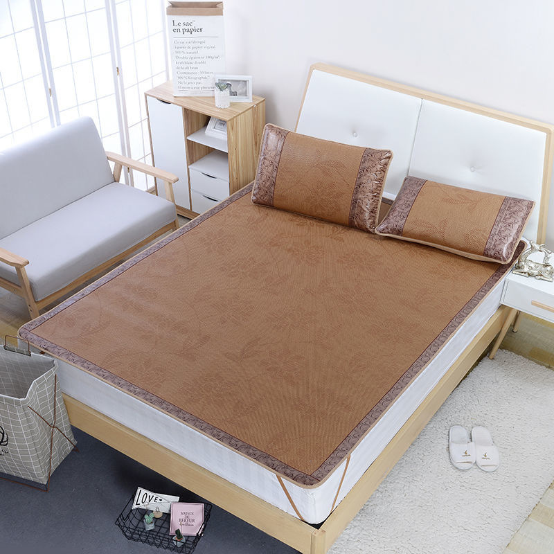 Manufacturer Wholesale Three-Piece Rattan Mat Set, Foldableable 1.5m 2.7m Student Dormitory Ice Silk Mat Upgraded Version