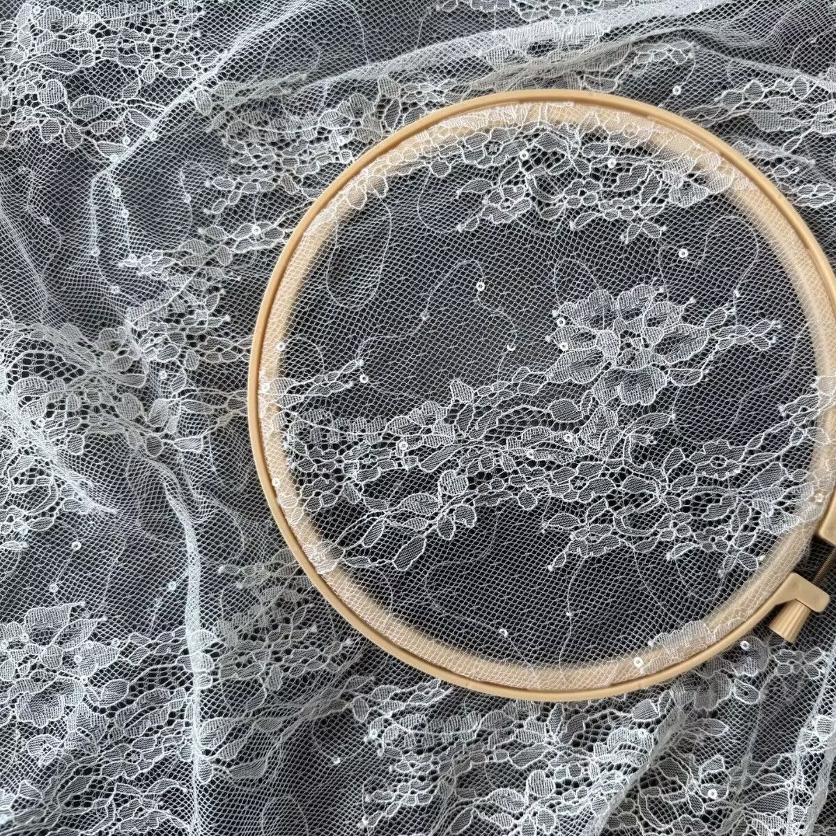 Spring/summer pink lace fabric, wedding dress, dress, qipao fashion, embroidered mesh base lace trim, accessories in stock
