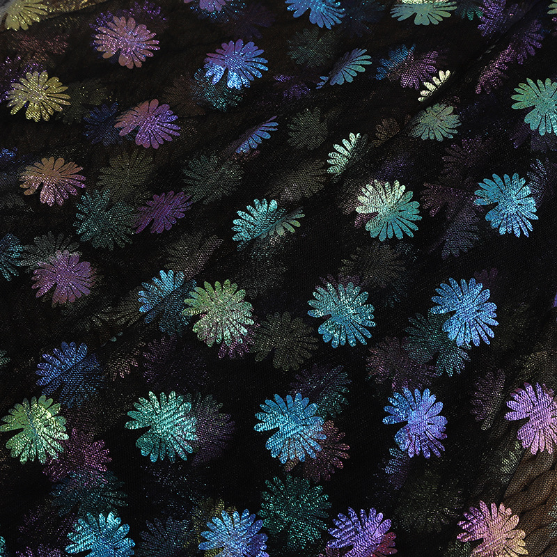 Spot Korean Magic Daisy Mesh Fabric Dress Flower Packaging Floral Mesh Colorful Daisy Mesh