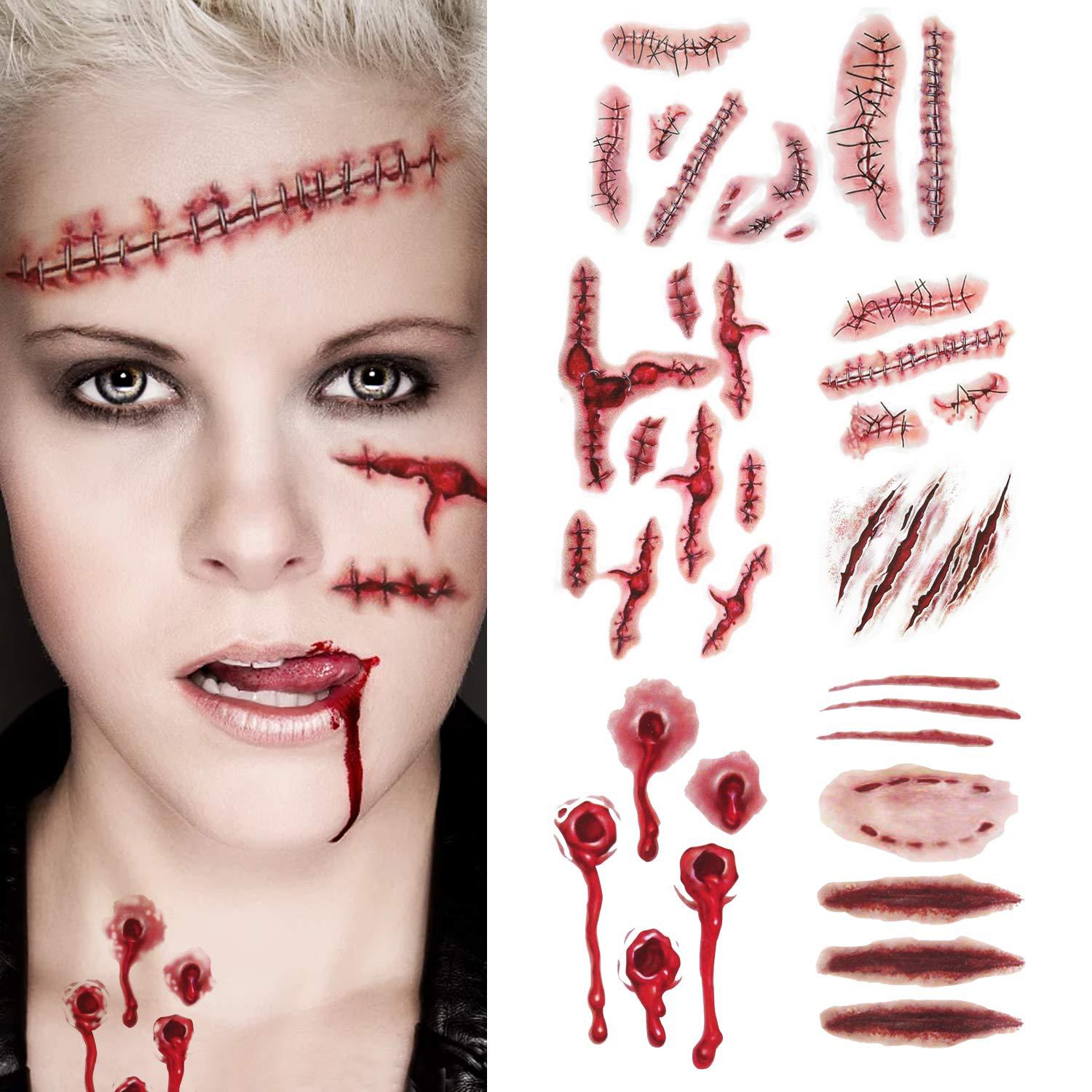 Halloween New Scar Tattoo Sticker Super Realistic Wound Halloween Tattoo Sticker