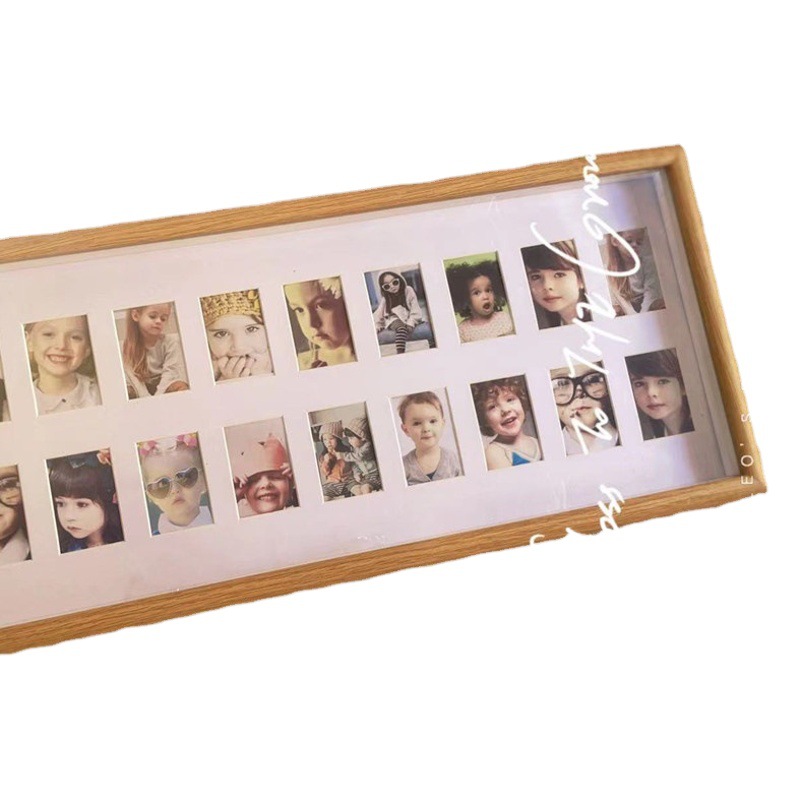 Campus Time Photo Frame Id Photo Kidsren's One-Year-Old Growth Record Frame Baby Palace Grids Table Wooden Photo Frame Wholesale