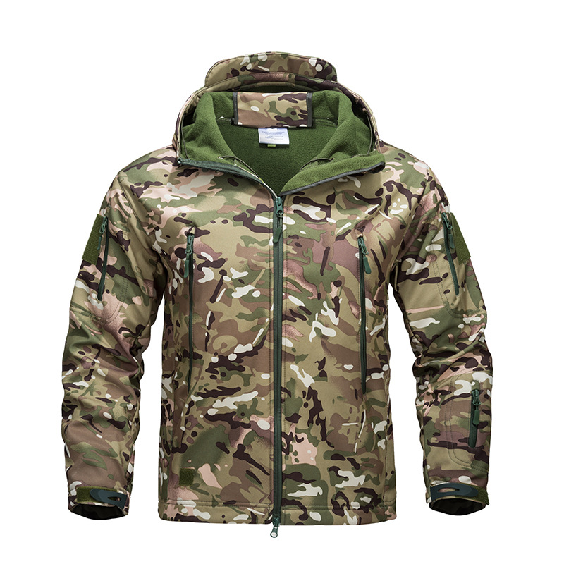 Picture of Outdoor Shark Skin Soft Shell Jacket Men's Winter Fleece Jacket Waterproof Windproof Men's Three-in-One Warm Camouflage Mountaineering