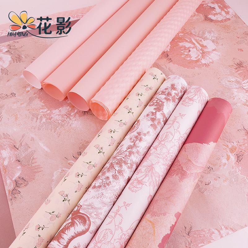 Chinese Valentine's Day Romantic Pink Wrapping Paper Flower Material Package Flower Paper Bouquet Paper Flower Shop Valentine's Day Flower Shop Supplies