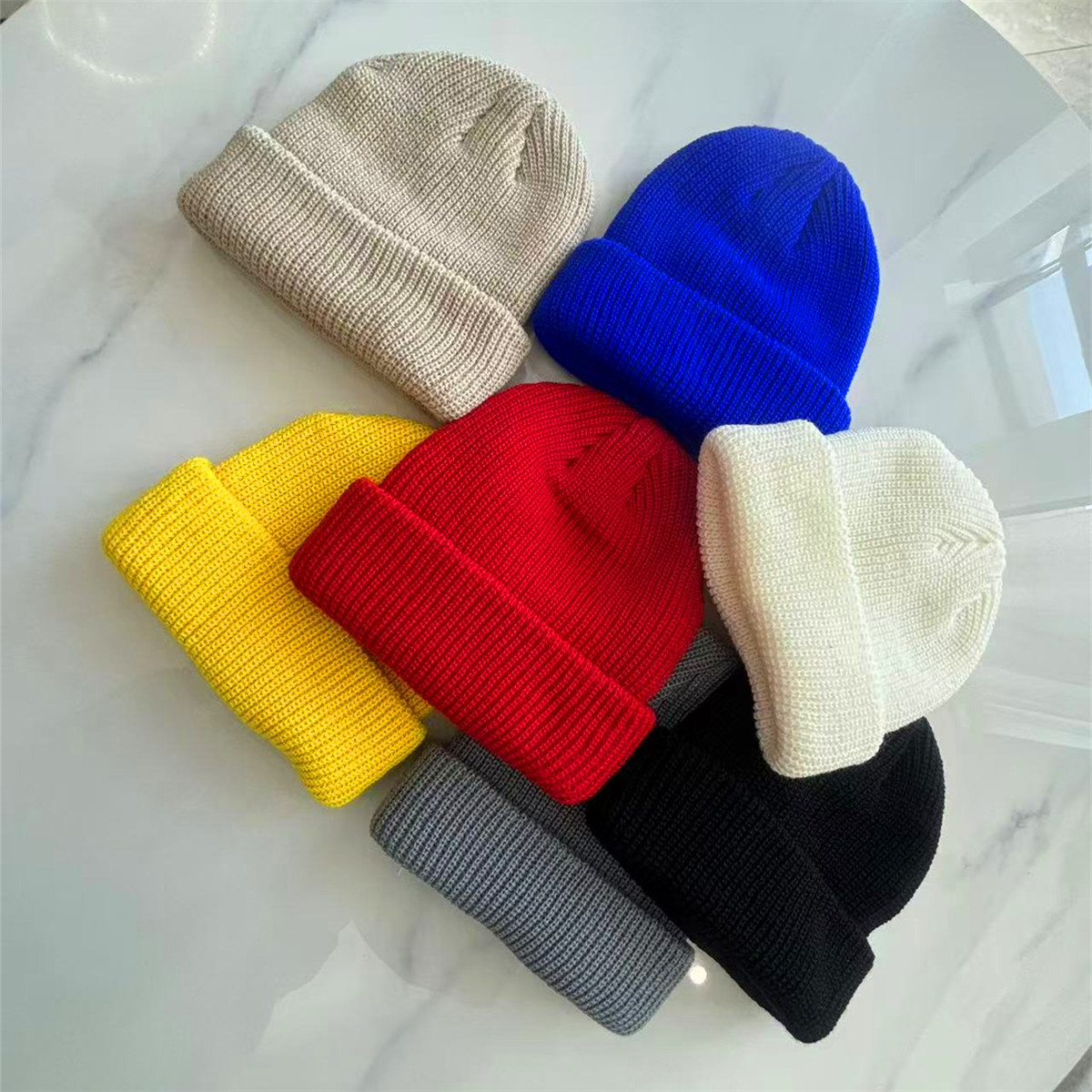 Picture of 2020 Cold Hat Men's Melon Hat Winter Women's Autumn and Winter Solid Color Watermelon Knitted Wool Hat Pullover Ski Hat