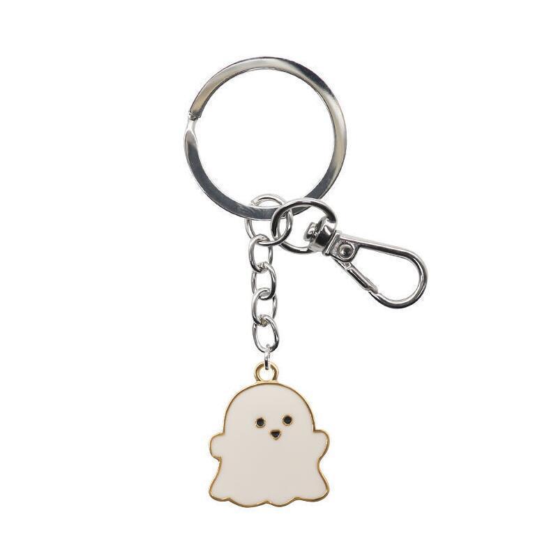 Picture of Black and White Ghost Keychain Simple Cartoon Accessories Men and Women School Bag Key Ring Couple Hanging Ornaments