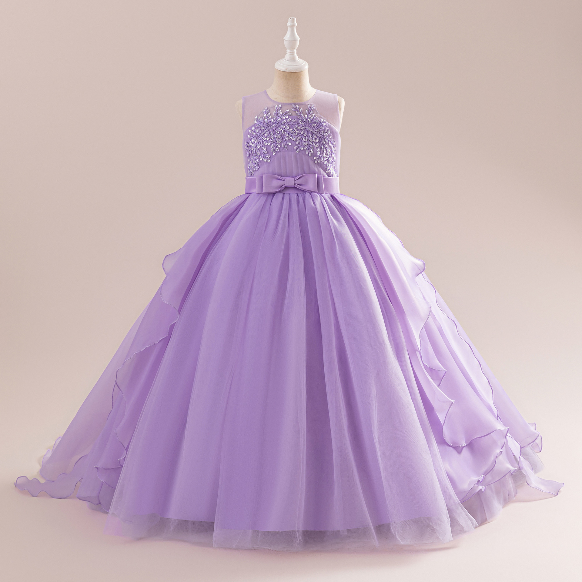 Picture of Cross-border Children's Dress Long Dress Poncho Girl's Princess Wedding Dress Banquet Host Evening Dress Catwalk Performance Dress