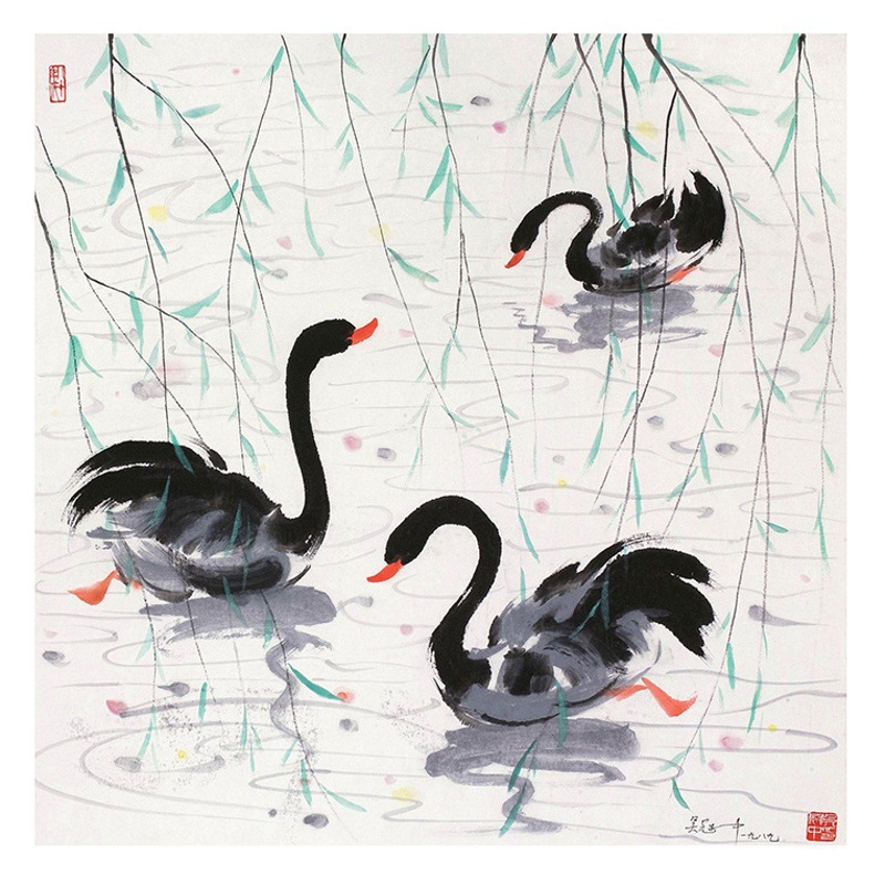 Wu Guizhong Pastoral Style Mural Study Ink Painting Zen Restaurant Decoration Painting B&B Hotel Hanging Painting Wholesale