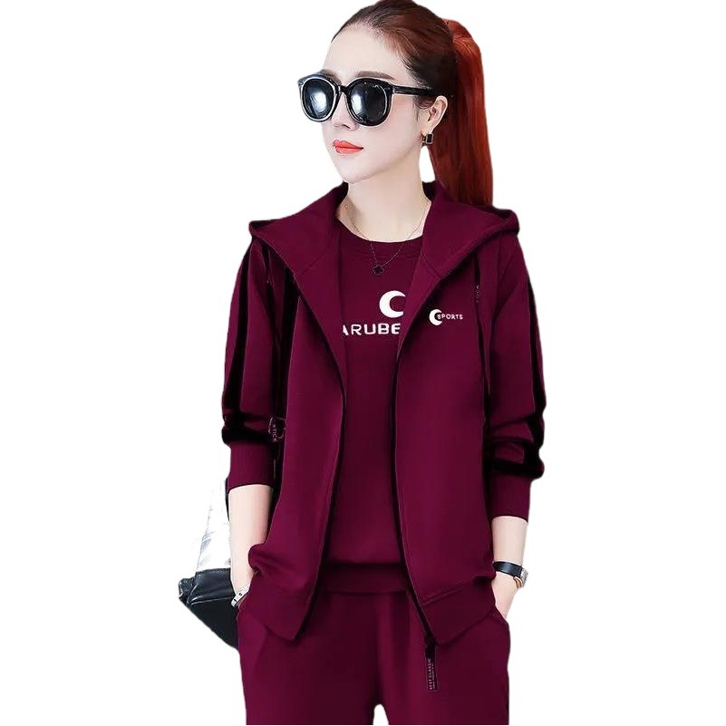 2024 New Autumn Vest Three-Piece Women's Korean-Style Autumn Long-Sleeved Sweatshirt plus size Casual Sportswear suit Women