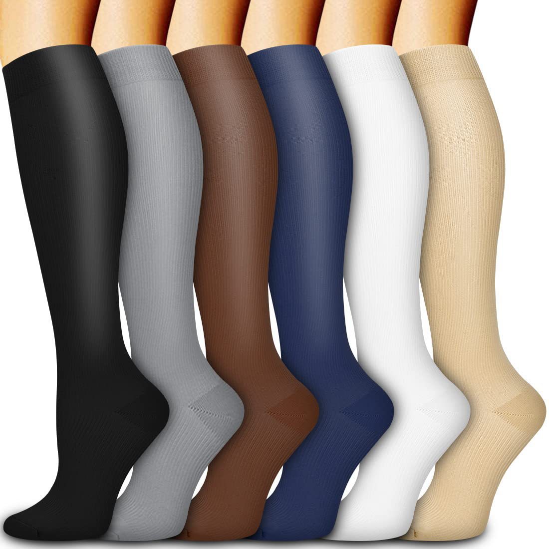 Cross-border outdoor sports compression socks for men and women breathable solid color pressure socks elastic cycling running stockings