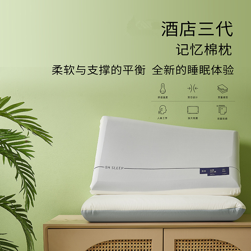 Picture of Slow Rebound Memory Pillow Double Memory Foam Pillow Zero Pressure Neck Pillow to Help Deepen Sleep Pillow Core