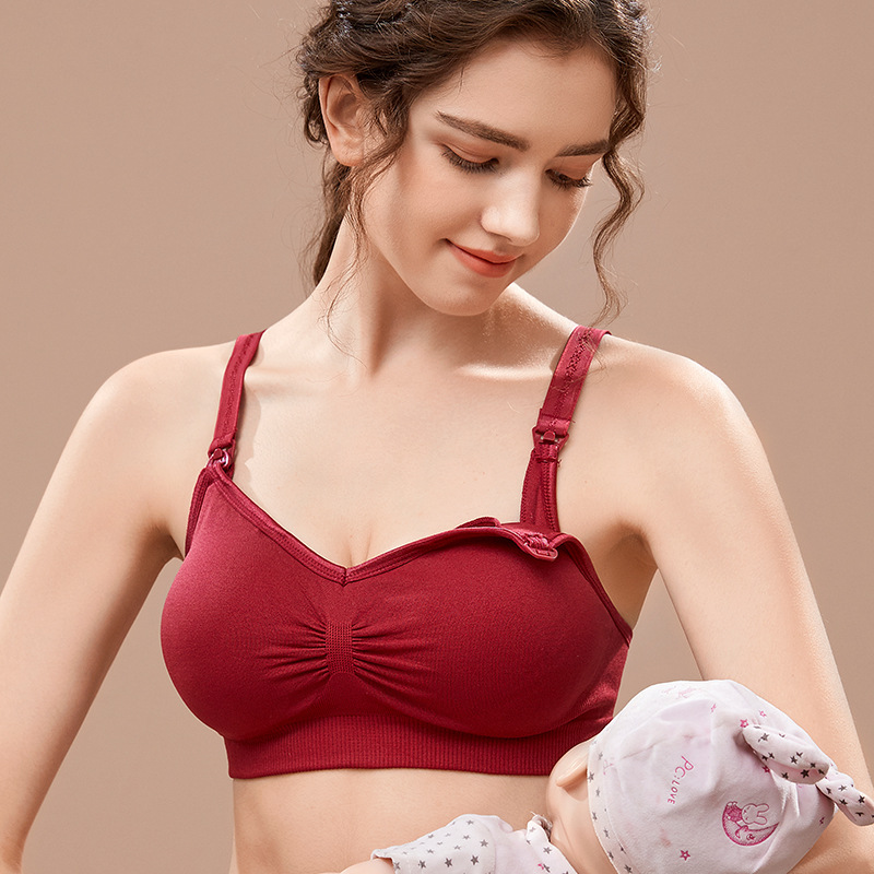 Picture of Lactation Bra Pregnancy Lactation Bra No Steel Ring Pregnant Women's Underwear Gathered Anti-sagging Thin Feeding Underwear