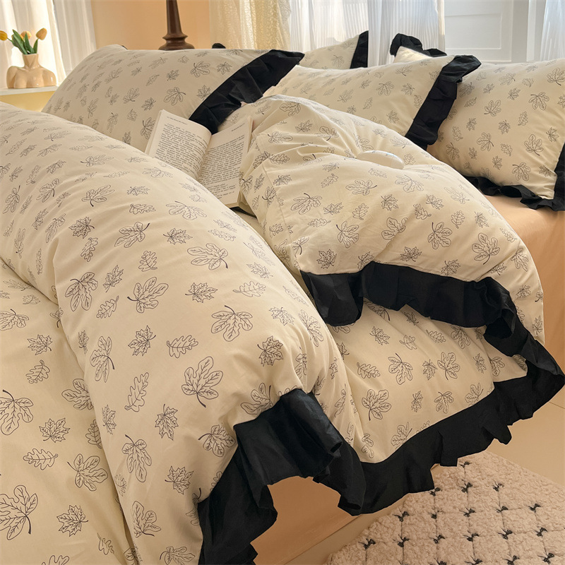 French Style Cotton Lace Bed Four-piece Set Class A Cotton Princess Style Floral Quilt Cover Bed Sheet 2025 New Style