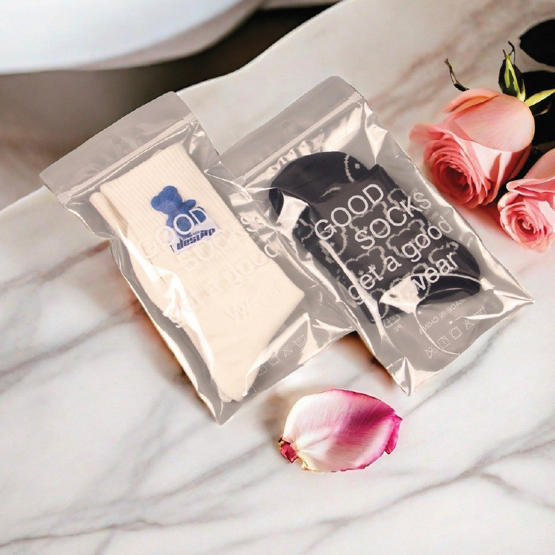 English cotton socks packaging bag 1 pair of socks independent packaging bag high transparent children's socks adult socks self-sealing bag